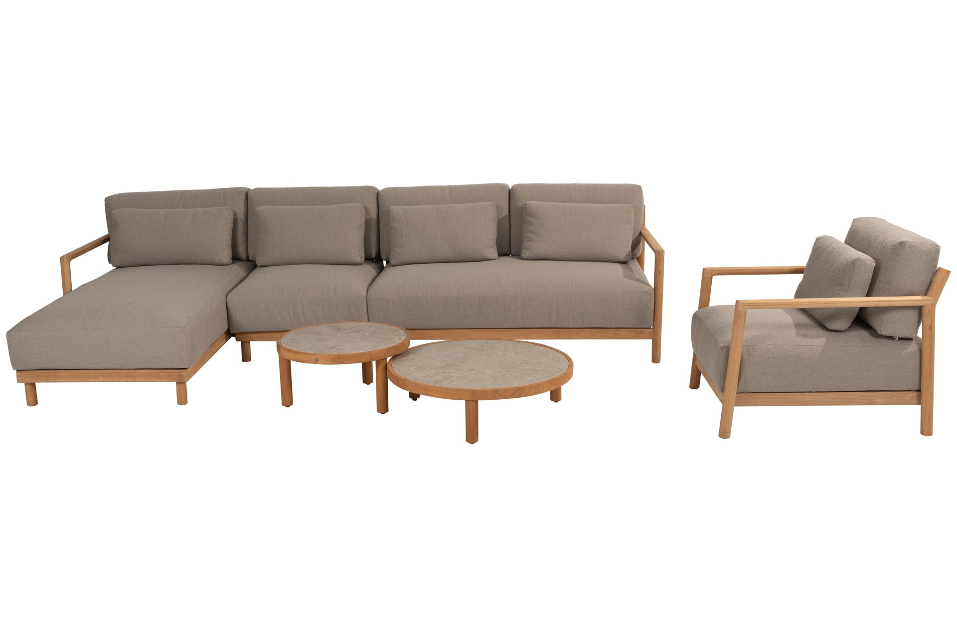 Marie chaise-loungeset met loungestoel en Finn coffeetables