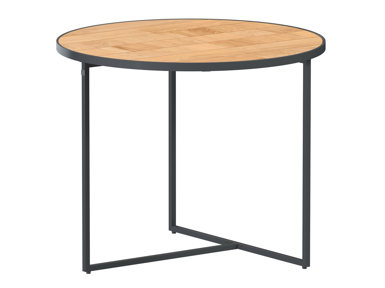 Strada side table Natural teak round 55 cm Alu legs (H45)