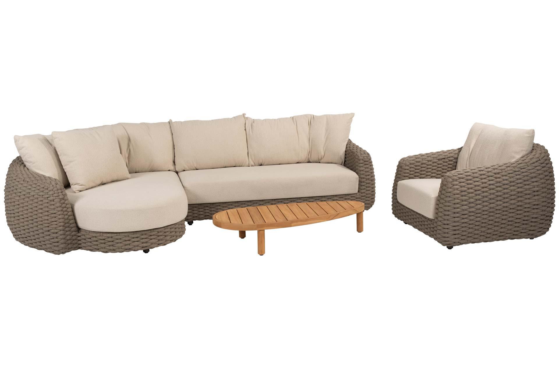 Maxime chaise-loungeset met stoel en Finn coffeetable