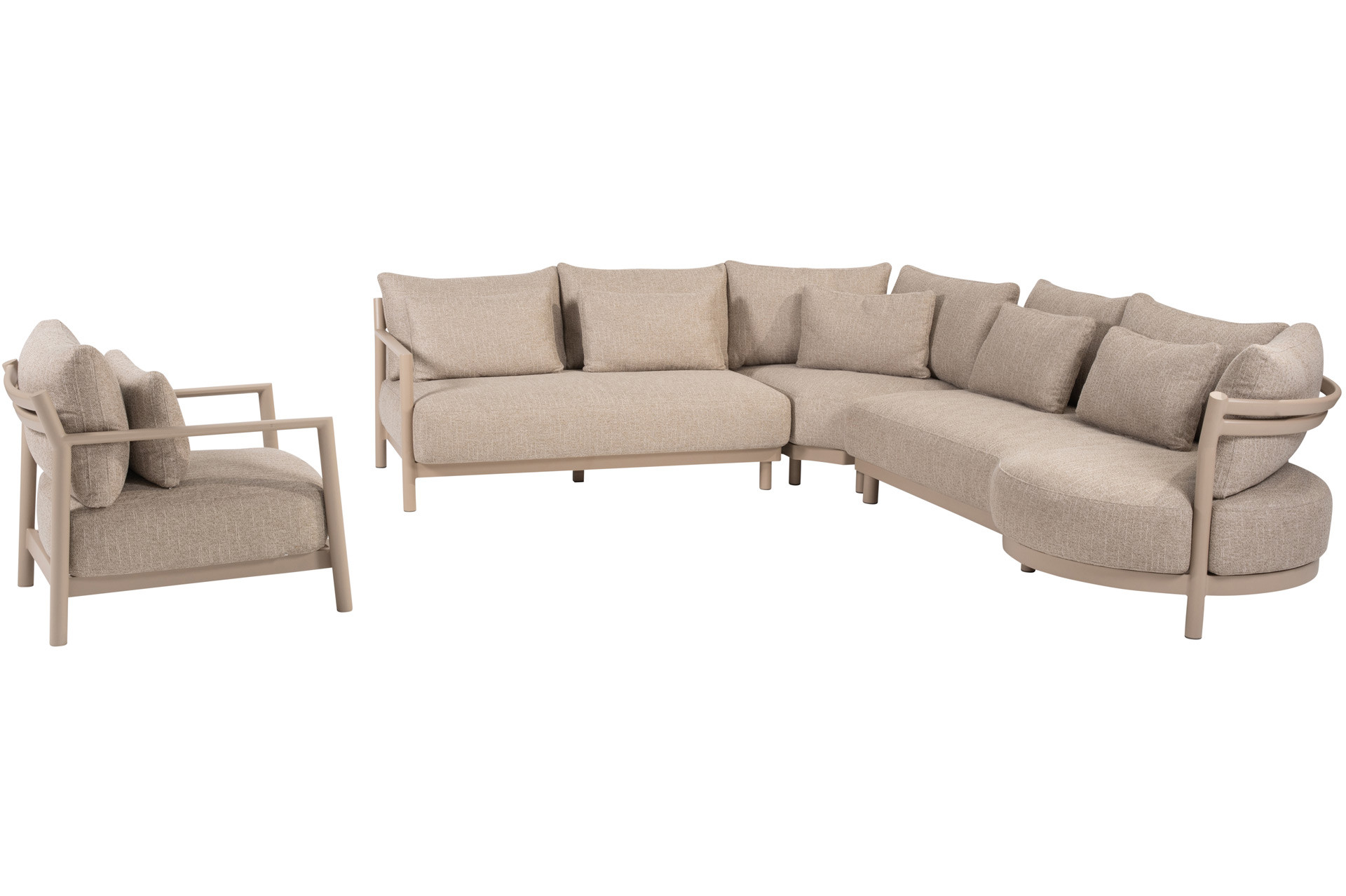 Mykonos modular corner-loungeset Latte with lounge chair