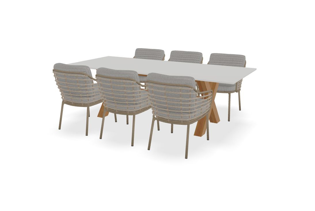 Tafel Dekton Uyuni, onderstel Kruispoot en Como stoelen