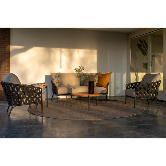 Albareto organic living bench 2.5 seater anthracite with 3 cushions