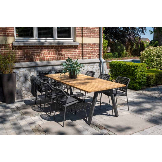 Ambassador teak aluminium anthracite tuintafel 240 x 100 cm