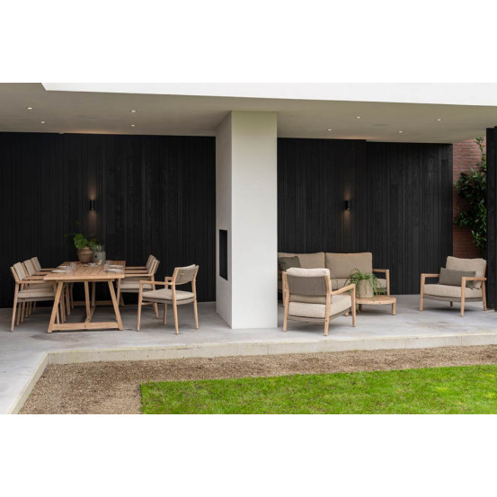 Julia living bench 3 seater brushed teak with 4 cushions