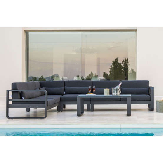 Reno Sofa 2-Seat Alu Charcoal Mat