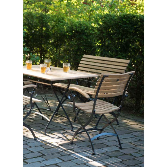 Bellini folding bench 2-seater with teak arms