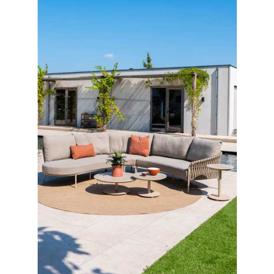 Comino organic 2 seater left arm latte with 3 cushions