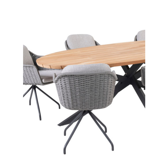 Focus dining chair silvergrey with 2 cushions