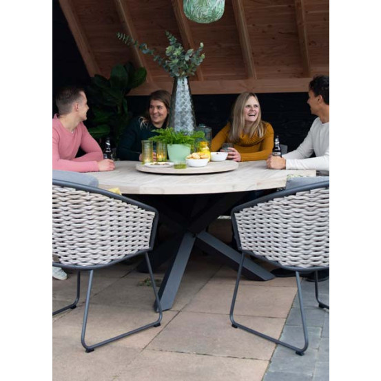 Louvre teak/aluminium dining tuintafel rond 160cm