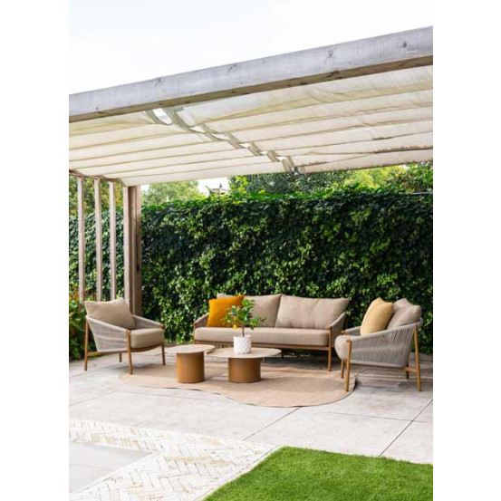 Milos 3 seater bench amber with 3 cushions