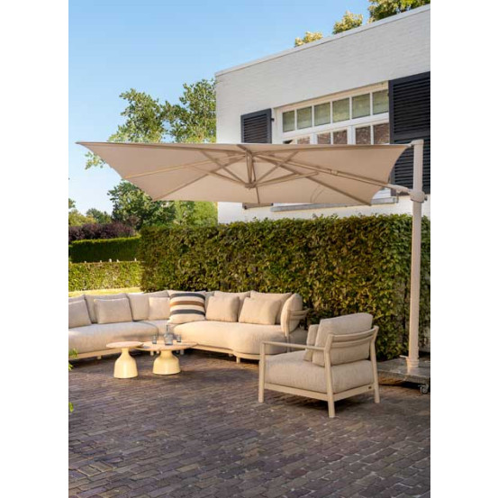 Mykonos cuddle bench 3 seater left latte with 6 cushions