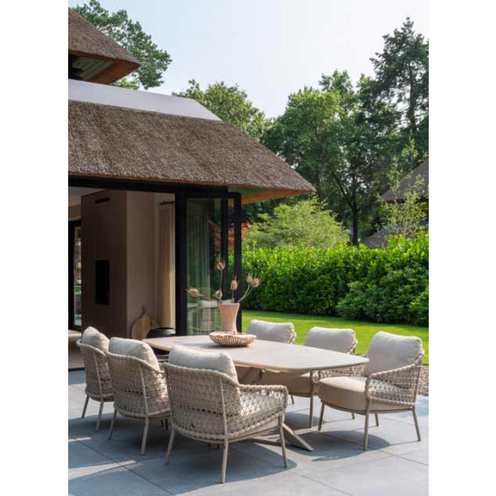 Sardinia low dining chair latte with 2 cushions