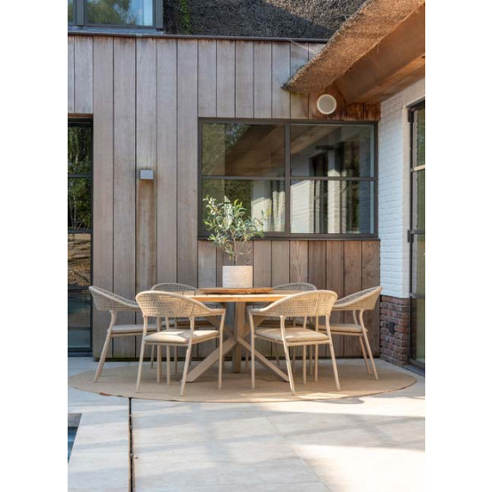 Sienna stacking dining chair latte with cushion