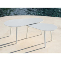 Amazone Side Table Set Alu White Mat 98X56/78X44