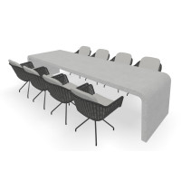 Rechthoekige betonlook tafel Liv met Focus stoelen