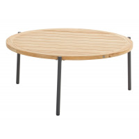 Yoga coffee table Anthracite Natural teak 90 cm (H40)