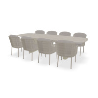 Rechthoekige bootvorm Dekton Nebu tafel Carissimo met Bernini stoelen