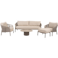 Florence terre stoel-bank loungeset met hocker en Sofie coffeetable