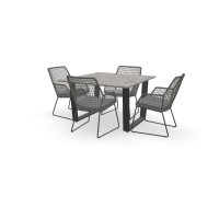 Vierkante Dekton Ceppo tafel Savona met Babilonia stoelen