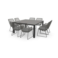 Vierkante granieten Black Pearl tafel Standaard 80 mm met Babilonia stoelen