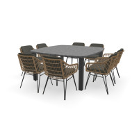 Vierkante bootvorm granieten Steel Grey tafel Standaard 80 mm met Cottage stoelen