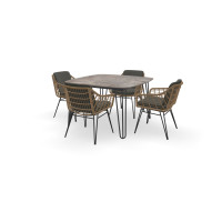 Vierkante bootvorm Dekton Trilium tafel Stockholm met Cottage stoelen