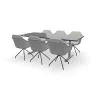 Rechthoekige granieten Steel Grey tafel Trento RVS met Focus stoelen