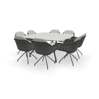 Vierkante bootvorm Dekton Rem tafel Universal met Focus stoelen