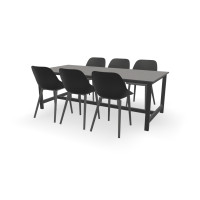 Rechthoekige granieten Black Pearl tafel Padova met Galati stoelen