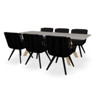 Tafel Dekton Kira, onderstel Montana teak en Flores stoelen