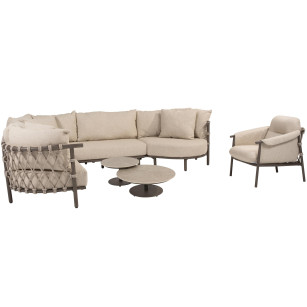 Ezra hoek-loungeset met loungestoel en Boaz coffeetables