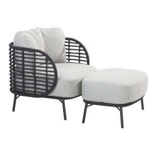 Fabrice living chair Anthracite with footstool