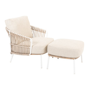 Dalias living chair white with footstool