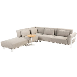 Paloma modular bench with center and island with Volta sidetable white
