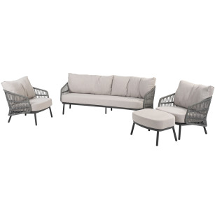 Alicante stoel-bank loungeset met hocker