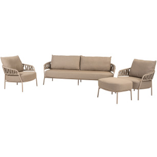 Calma latte stoel-bank loungeset met hocker