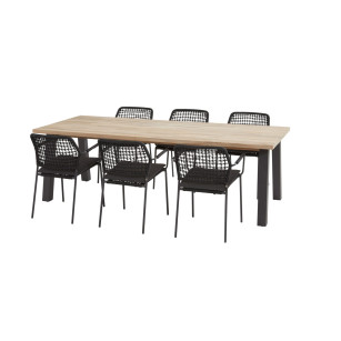 Barista anthracite dining set with Derby table 240x100 cm