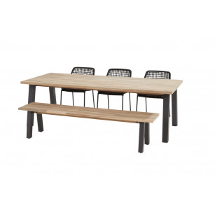 Barista anthracite dining set with Derby sportbench and table 240x100 cm