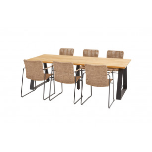 Palma natural dining set with Basso table 240x100 cm