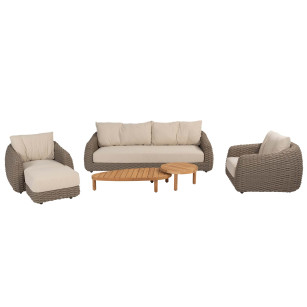 Maxime stoel-bank loungeset met hocker en Finn coffeetables