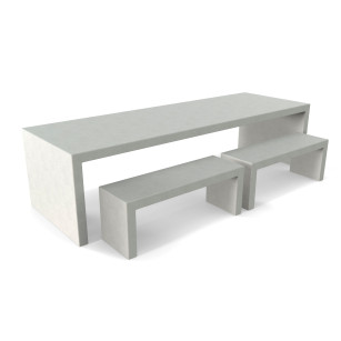 Betonlook tafel Lars met twee banken