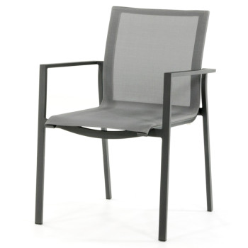 Elida charcoal dining tuinstoel stapelbaar