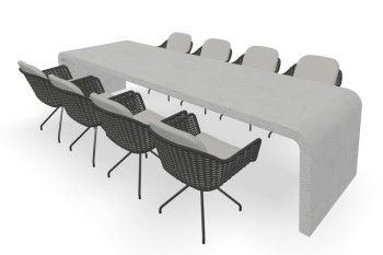 Rechthoekige betonlook tafel Liv met Focus stoelen