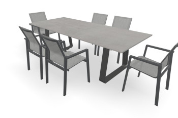 Rechthoekige Dekton Kreta tafel Elko met Beja stoelen