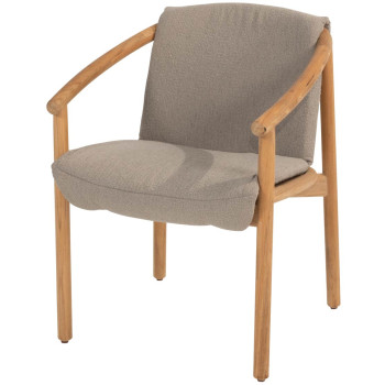 Tess dining chair natural teak with seat and back cushion