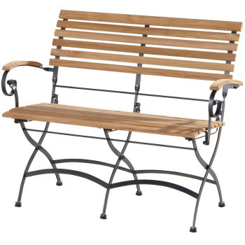 Bellini folding bench 2-seater with teak arms