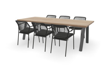 Rechthoekige Teak tafel Ambassador met Barista stoelen