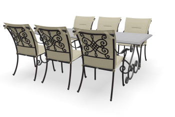 Rechthoekige Belgisch hardsteen tafel Paris met Pavia stoelen