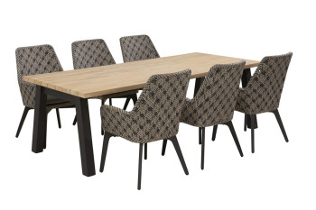 Savoy dining set with derby dining table teak top with alu legs