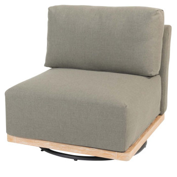 Yara swivel chair brushed teak envelop upholstery with 3 cushions